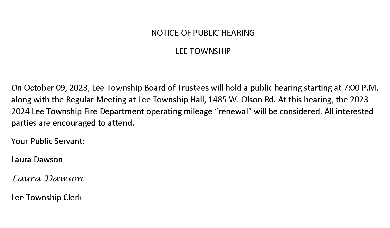 October 2023 Public Hearing